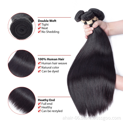 China Sales Straight 3 Bundles Of Brazilian Hair With Closure Top